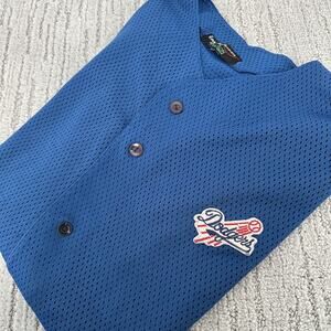 Dodgers T Shirt/Warm Up jersey Levy Restaurants The Ericson Group Button‎ Up 2XL